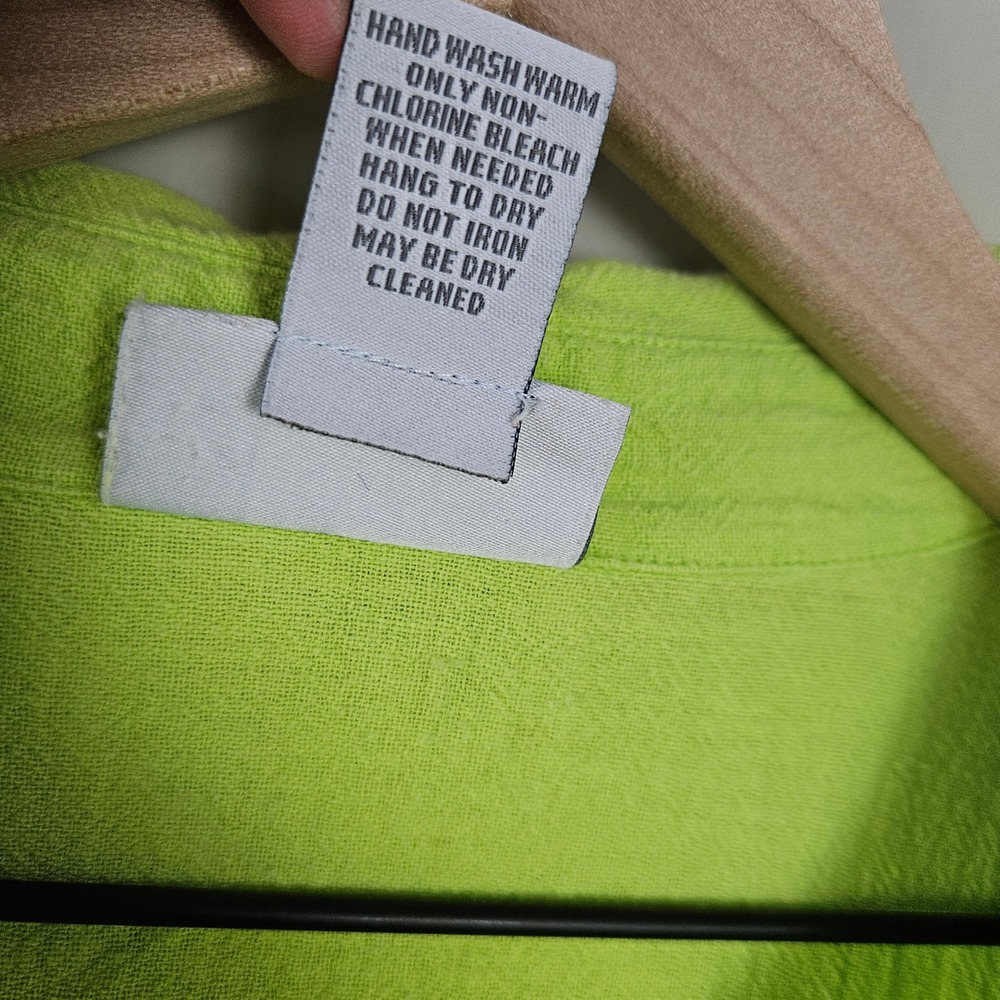 Soft Surroundings Anywhere Pucker Cotton Gauze Pintuck Tunic Top Sz L Lime Green - Picture 7 of 8